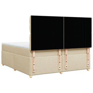 Κρεβάτι Boxspring με Στρώμα Κρεμ 200x200 εκ. Υφασμάτινο - Pakobazaar