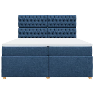 Κρεβάτι Boxspring με Στρώμα Μπλε 200x200 εκ. Υφασμάτινο - Pakobazaar