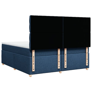Κρεβάτι Boxspring με Στρώμα Μπλε 200x200 εκ. Υφασμάτινο - Pakobazaar