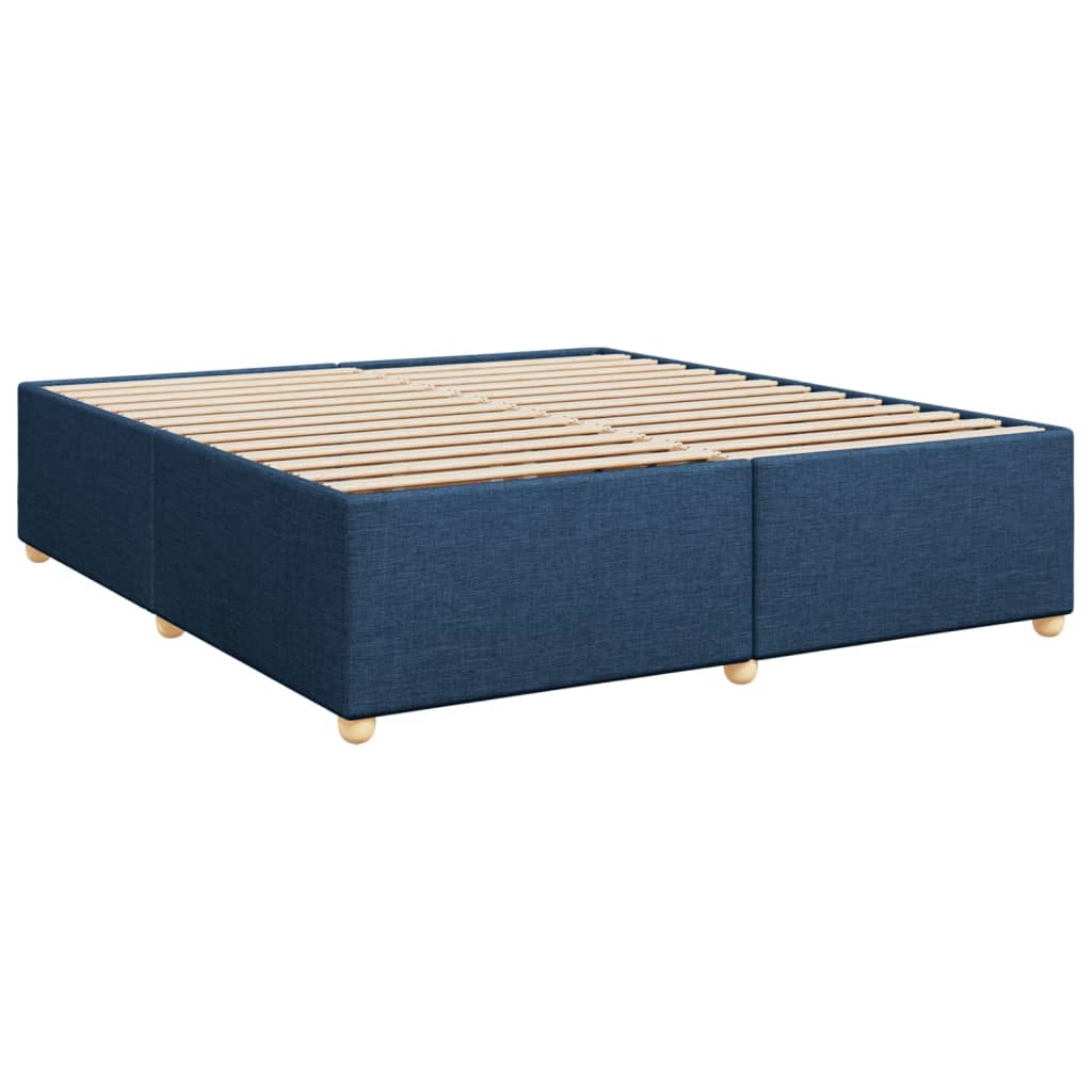 Κρεβάτι Boxspring με Στρώμα Μπλε 200x200 εκ. Υφασμάτινο - Pakobazaar