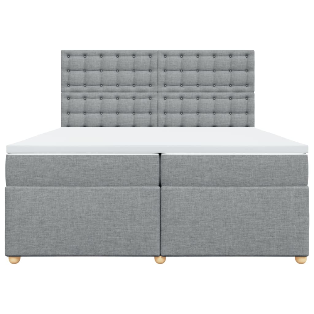 Κρεβάτι Boxspring με Στρώμα Ανοιχτό Γκρι 200x200 εκ. Υφασμάτινο - Pakobazaar