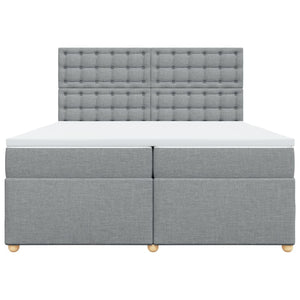Κρεβάτι Boxspring με Στρώμα Ανοιχτό Γκρι 200x200 εκ. Υφασμάτινο - Pakobazaar