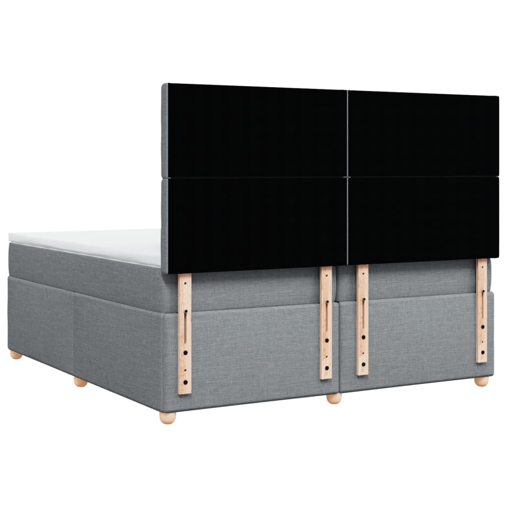 Κρεβάτι Boxspring με Στρώμα Ανοιχτό Γκρι 200x200 εκ. Υφασμάτινο - Pakobazaar