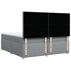 Κρεβάτι Boxspring με Στρώμα Ανοιχτό Γκρι 200x200 εκ. Υφασμάτινο - Pakobazaar