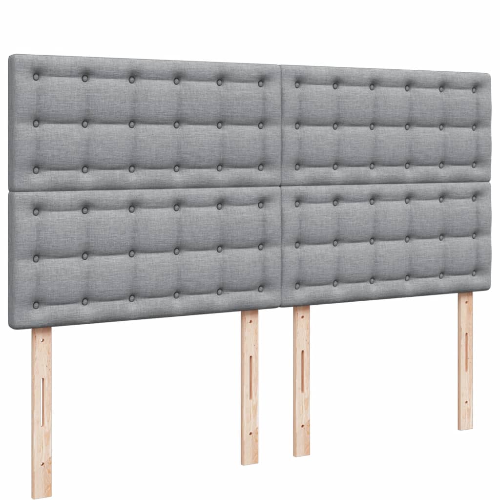 Κρεβάτι Boxspring με Στρώμα Ανοιχτό Γκρι 200x200 εκ. Υφασμάτινο - Pakobazaar
