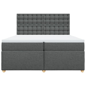 Κρεβάτι Boxspring με Στρώμα Σκούρο Γκρι 200x200 εκ. Υφασμάτινο - Pakobazaar