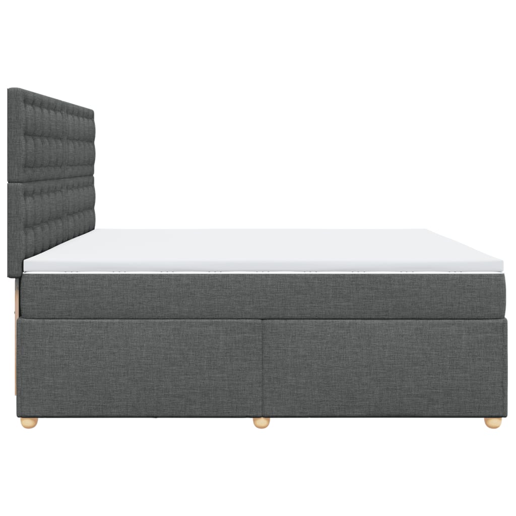 Κρεβάτι Boxspring με Στρώμα Σκούρο Γκρι 200x200 εκ. Υφασμάτινο - Pakobazaar