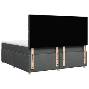 Κρεβάτι Boxspring με Στρώμα Σκούρο Γκρι 200x200 εκ. Υφασμάτινο - Pakobazaar