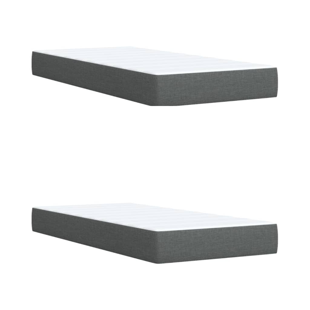 Κρεβάτι Boxspring με Στρώμα Σκούρο Γκρι 200x200 εκ. Υφασμάτινο - Pakobazaar