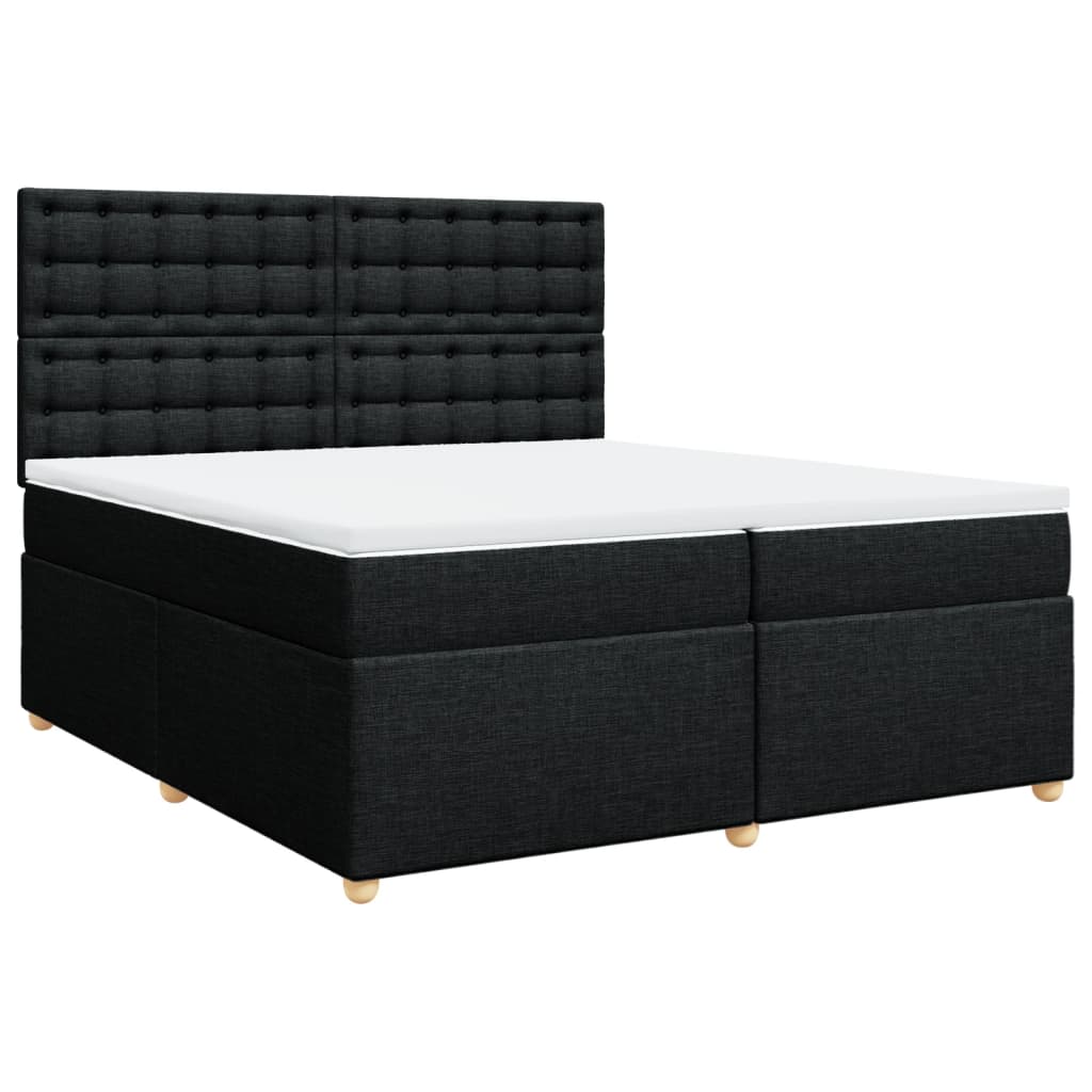 Κρεβάτι Boxspring με Στρώμα Μαύρο 200x200 εκ. Υφασμάτινο - Pakobazaar