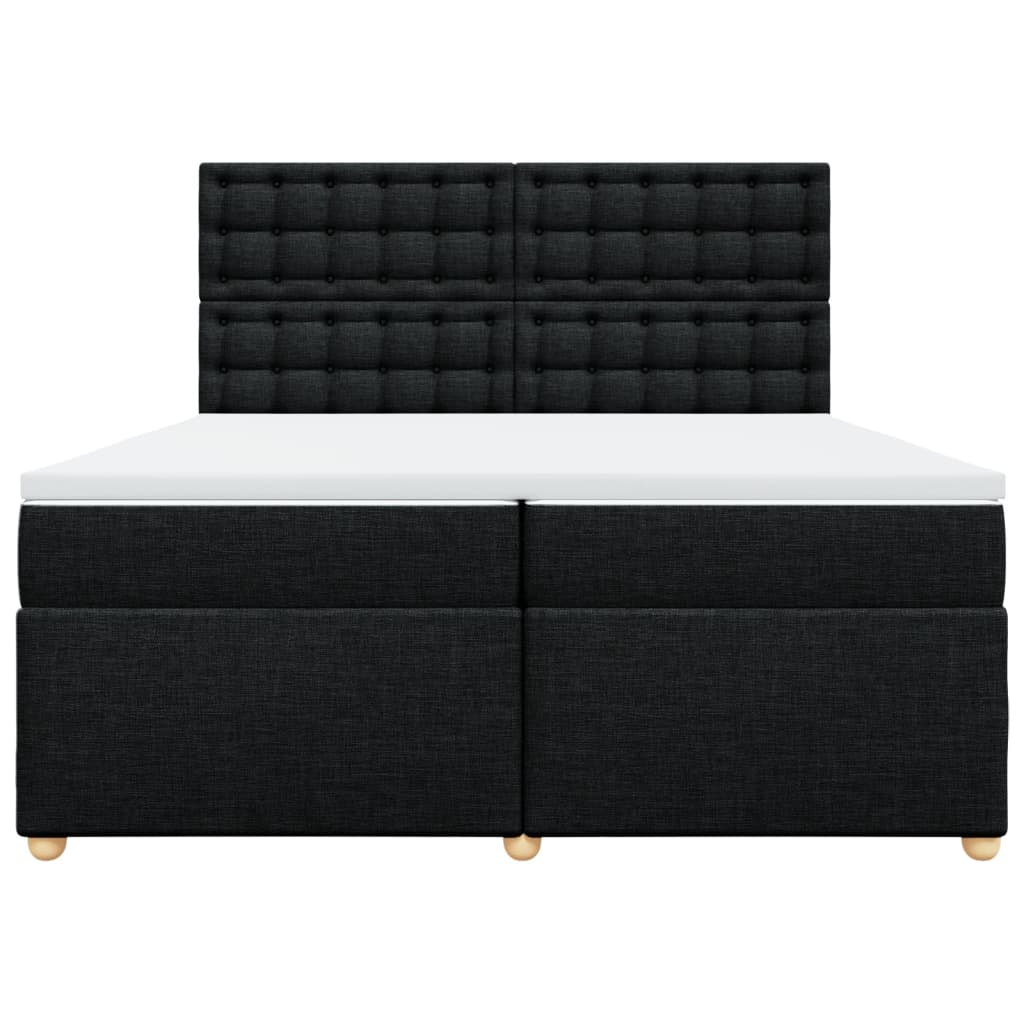 Κρεβάτι Boxspring με Στρώμα Μαύρο 200x200 εκ. Υφασμάτινο - Pakobazaar