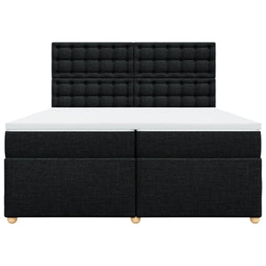 Κρεβάτι Boxspring με Στρώμα Μαύρο 200x200 εκ. Υφασμάτινο - Pakobazaar