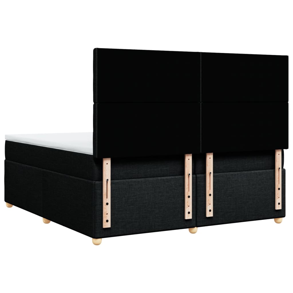 Κρεβάτι Boxspring με Στρώμα Μαύρο 200x200 εκ. Υφασμάτινο - Pakobazaar