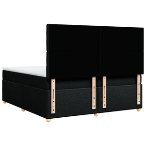 Κρεβάτι Boxspring με Στρώμα Μαύρο 200x200 εκ. Υφασμάτινο - Pakobazaar