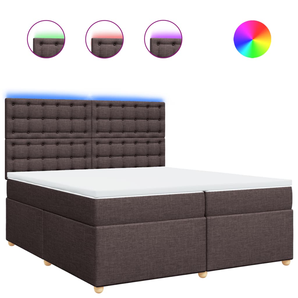 Κρεβάτι Boxspring με Στρώμα Σκούρο Καφέ 200x200 εκ. Υφασμάτινο