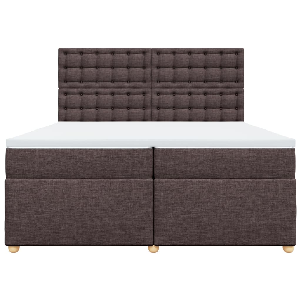 Κρεβάτι Boxspring με Στρώμα Σκούρο Καφέ 200x200 εκ. Υφασμάτινο