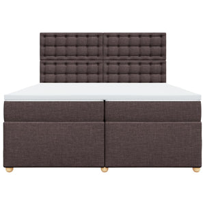 Κρεβάτι Boxspring με Στρώμα Σκούρο Καφέ 200x200 εκ. Υφασμάτινο