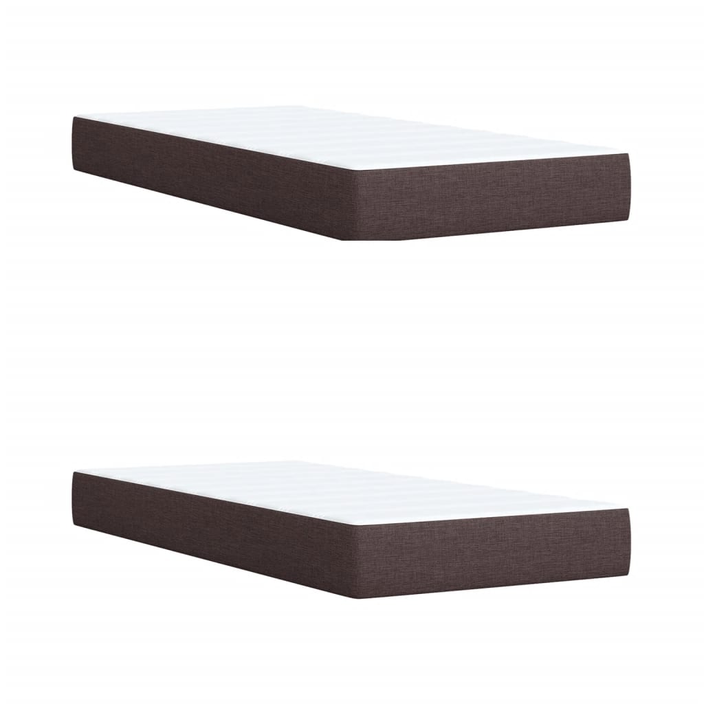 Κρεβάτι Boxspring με Στρώμα Σκούρο Καφέ 200x200 εκ. Υφασμάτινο