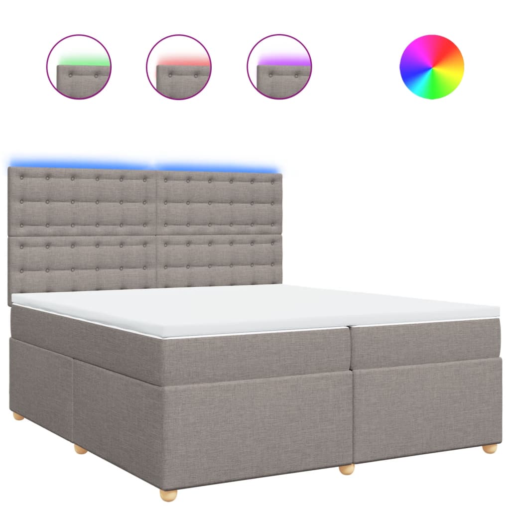 Κρεβάτι Boxspring με Στρώμα Taupe 200x200 εκ. Υφασμάτινο