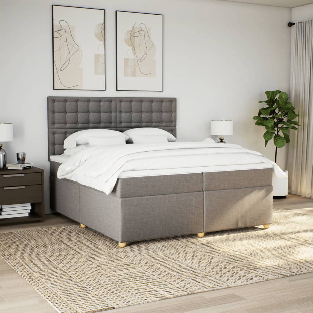 Κρεβάτι Boxspring με Στρώμα Taupe 200x200 εκ. Υφασμάτινο