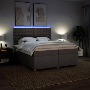 Κρεβάτι Boxspring με Στρώμα Taupe 200x200 εκ. Υφασμάτινο - Pakobazaar