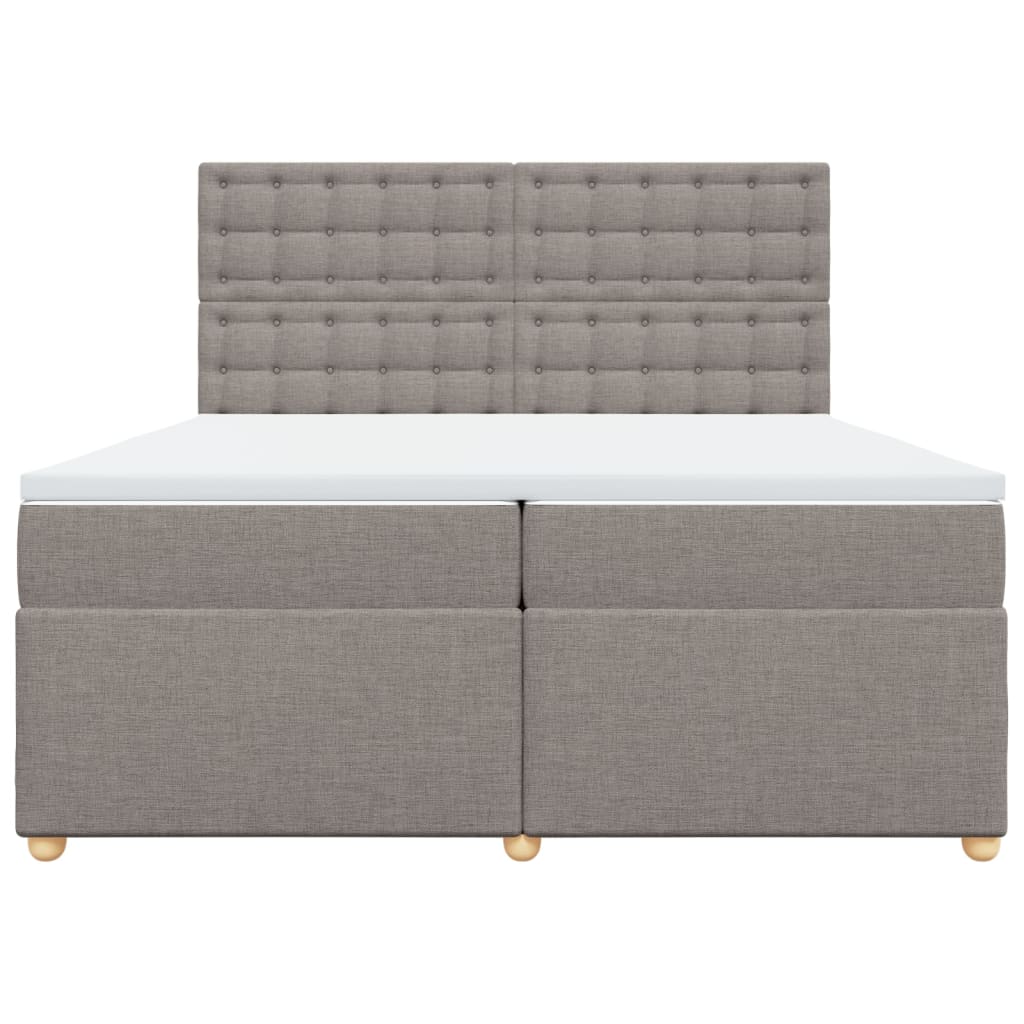 Κρεβάτι Boxspring με Στρώμα Taupe 200x200 εκ. Υφασμάτινο