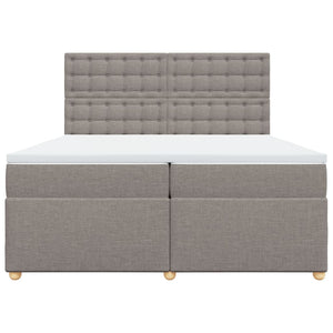 Κρεβάτι Boxspring με Στρώμα Taupe 200x200 εκ. Υφασμάτινο - Pakobazaar