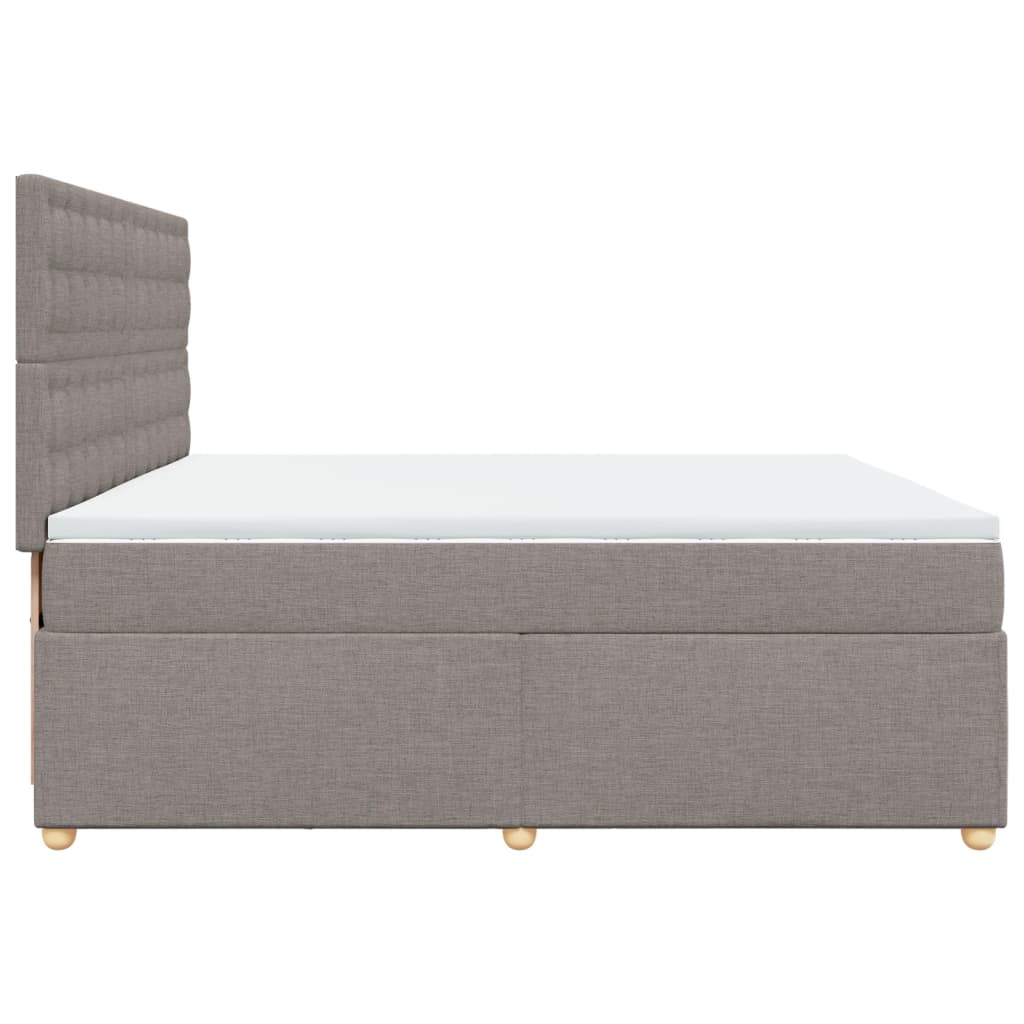 Κρεβάτι Boxspring με Στρώμα Taupe 200x200 εκ. Υφασμάτινο