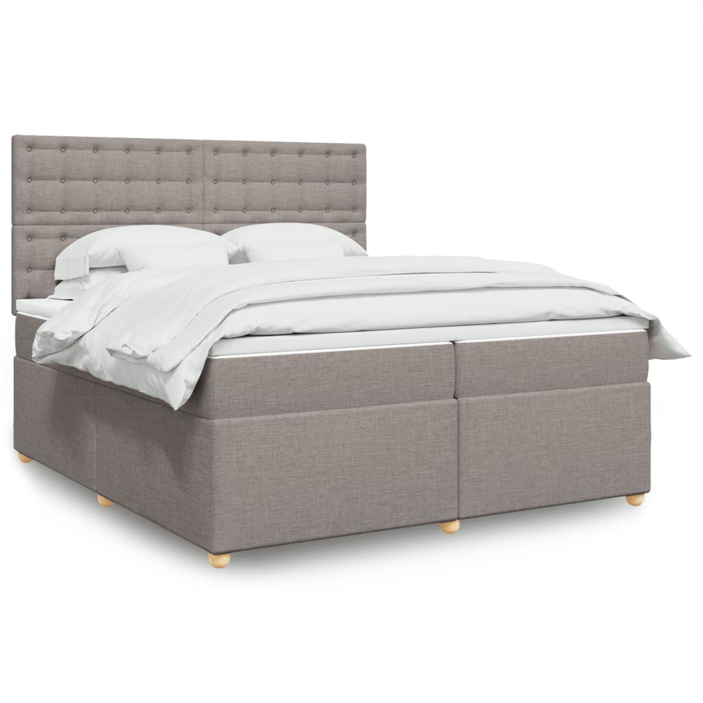 Κρεβάτι Boxspring με Στρώμα Taupe 200x200 εκ. Υφασμάτινο