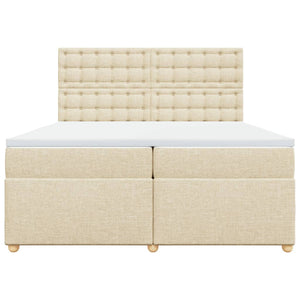 Κρεβάτι Boxspring με Στρώμα Κρεμ 200x200 εκ. Υφασμάτινο - Pakobazaar