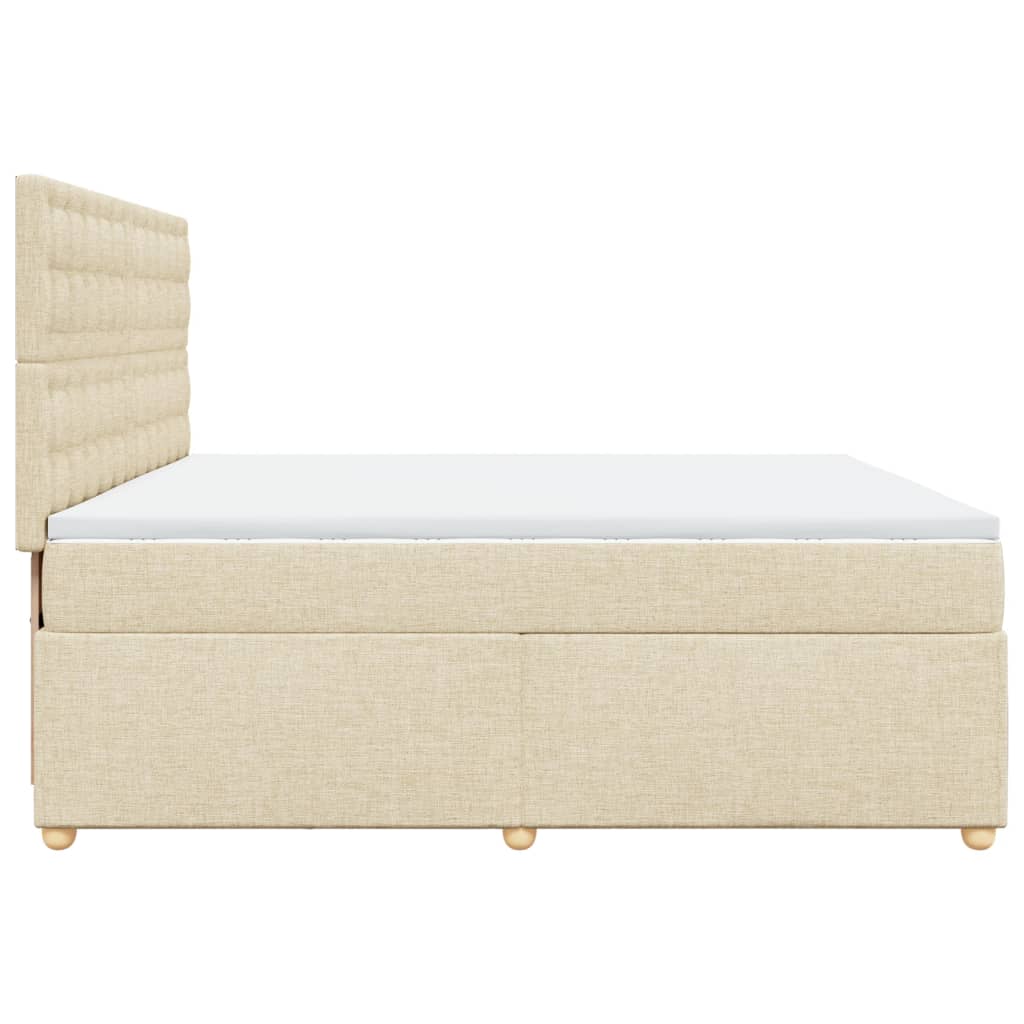 Κρεβάτι Boxspring με Στρώμα Κρεμ 200x200 εκ. Υφασμάτινο - Pakobazaar