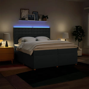 Κρεβάτι Boxspring με Στρώμα Μπλε 200x200 εκ. Υφασμάτινο - Pakobazaar