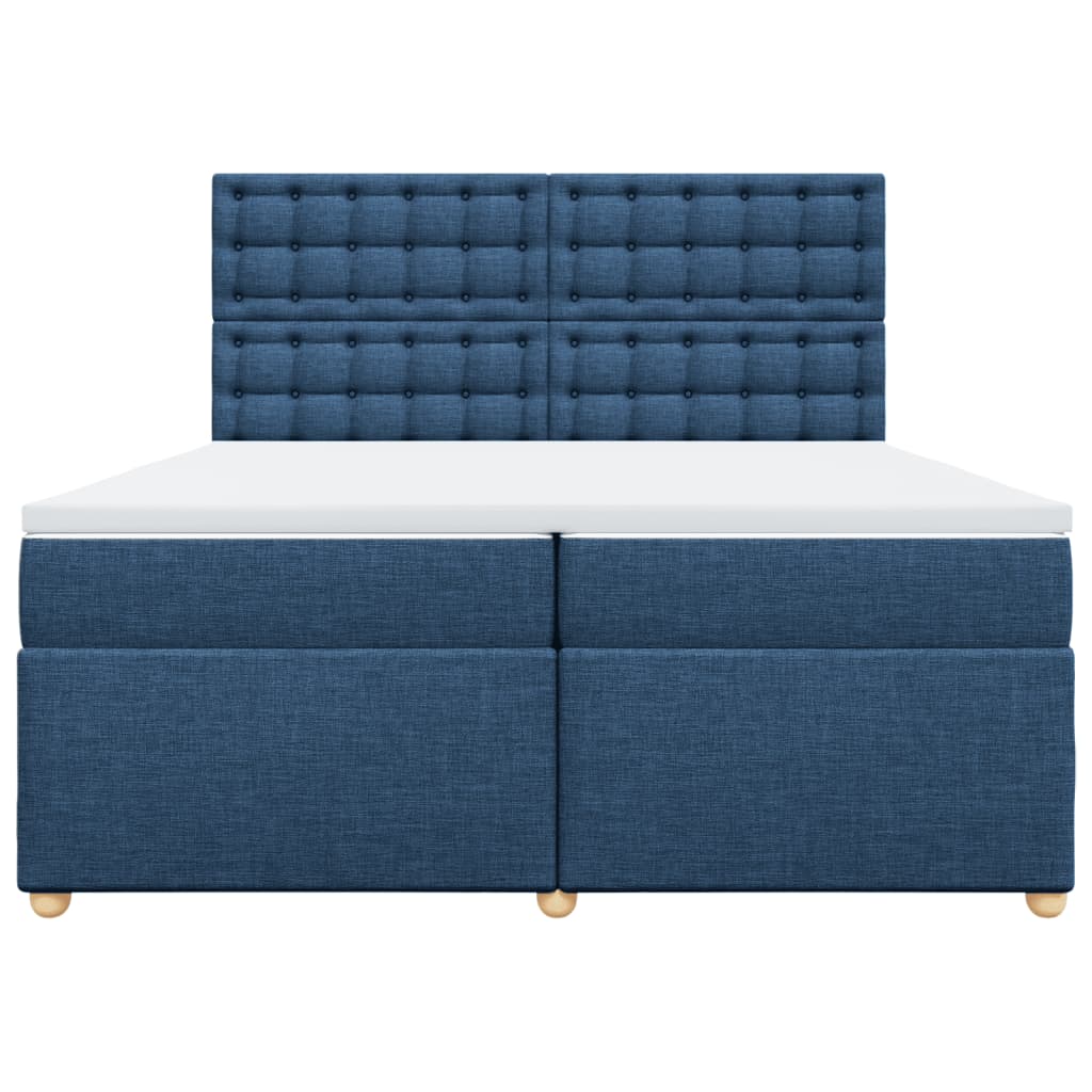 Κρεβάτι Boxspring με Στρώμα Μπλε 200x200 εκ. Υφασμάτινο - Pakobazaar