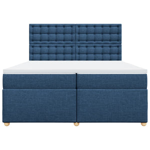 Κρεβάτι Boxspring με Στρώμα Μπλε 200x200 εκ. Υφασμάτινο - Pakobazaar