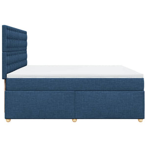 Κρεβάτι Boxspring με Στρώμα Μπλε 200x200 εκ. Υφασμάτινο - Pakobazaar