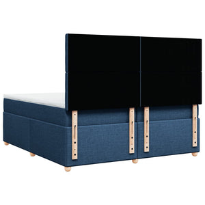 Κρεβάτι Boxspring με Στρώμα Μπλε 200x200 εκ. Υφασμάτινο - Pakobazaar