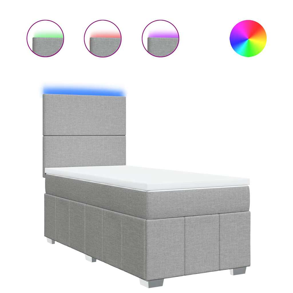 Κρεβάτι Boxspring με Στρώμα Ανοιχτό Γκρι 80x200 εκ. Υφασμάτινο - Pakobazaar