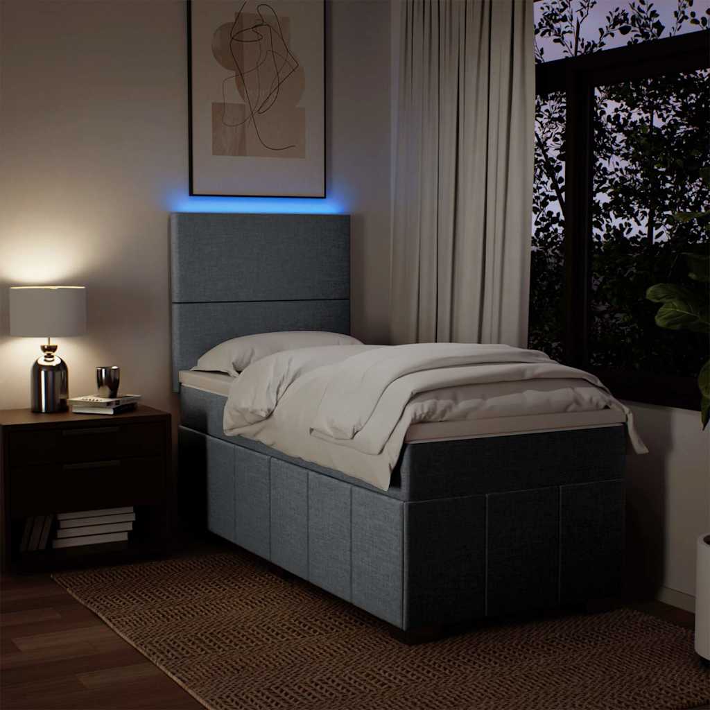 Κρεβάτι Boxspring με Στρώμα Ανοιχτό Γκρι 80x200 εκ. Υφασμάτινο - Pakobazaar