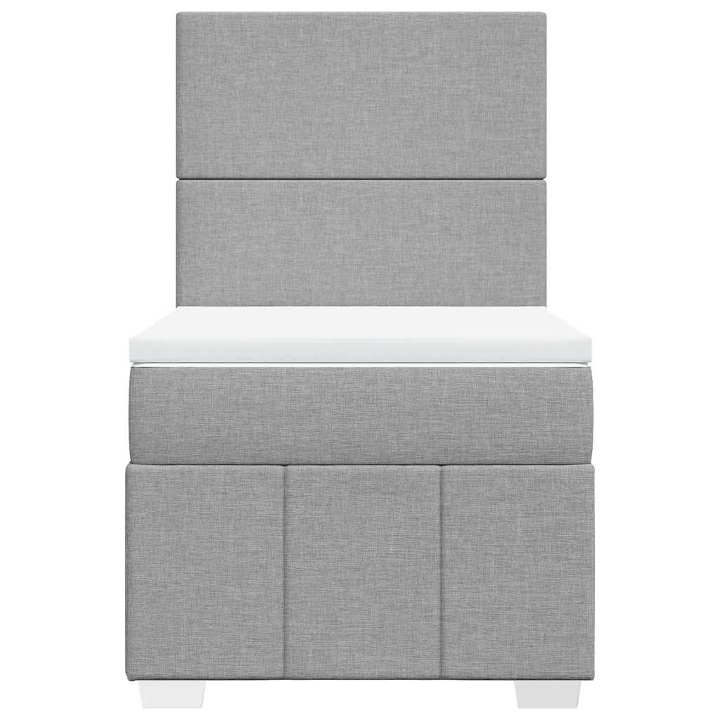 Κρεβάτι Boxspring με Στρώμα Ανοιχτό Γκρι 80x200 εκ. Υφασμάτινο - Pakobazaar