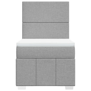 Κρεβάτι Boxspring με Στρώμα Ανοιχτό Γκρι 80x200 εκ. Υφασμάτινο - Pakobazaar