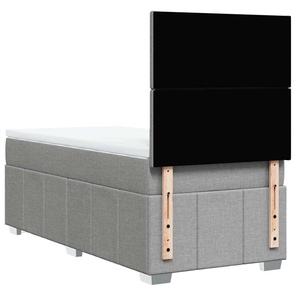 Κρεβάτι Boxspring με Στρώμα Ανοιχτό Γκρι 80x200 εκ. Υφασμάτινο - Pakobazaar