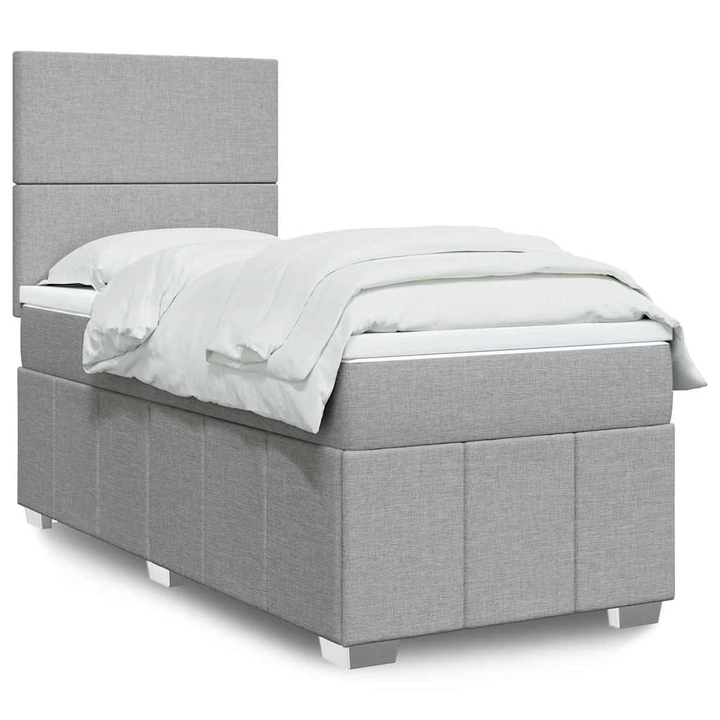 Κρεβάτι Boxspring με Στρώμα Ανοιχτό Γκρι 80x200 εκ. Υφασμάτινο - Pakobazaar