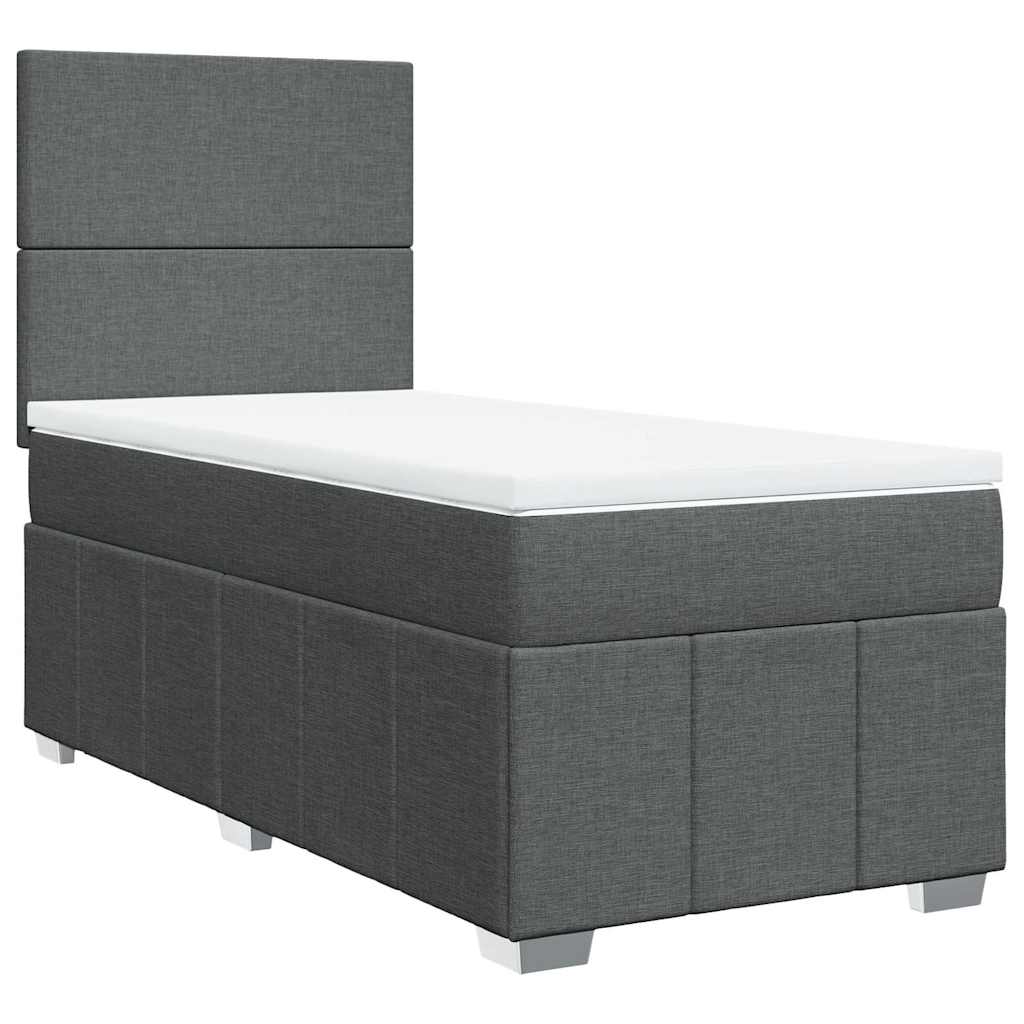 Κρεβάτι Boxspring με Στρώμα Σκούρο Γκρι 80x200 εκ. Υφασμάτινο