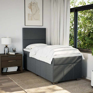 Κρεβάτι Boxspring με Στρώμα Σκούρο Γκρι 80x200 εκ. Υφασμάτινο - Pakobazaar