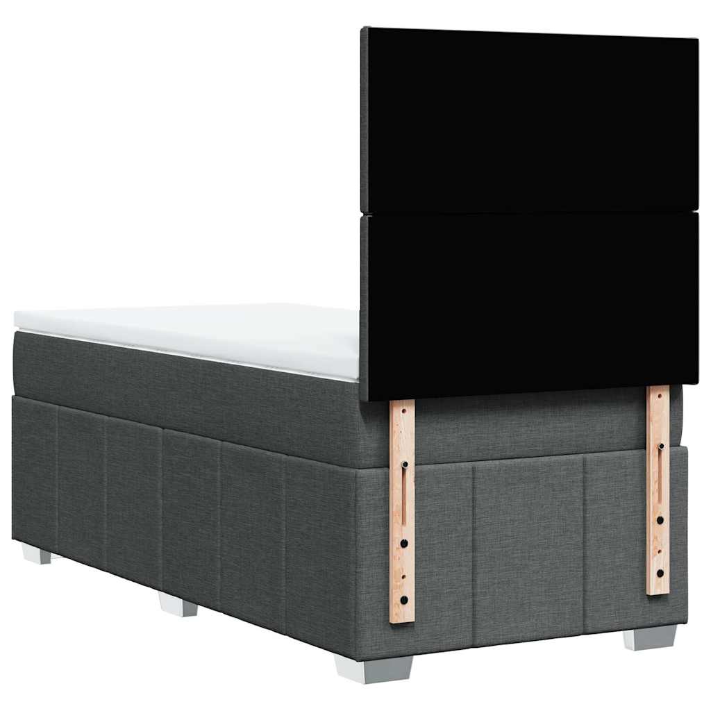 Κρεβάτι Boxspring με Στρώμα Σκούρο Γκρι 80x200 εκ. Υφασμάτινο