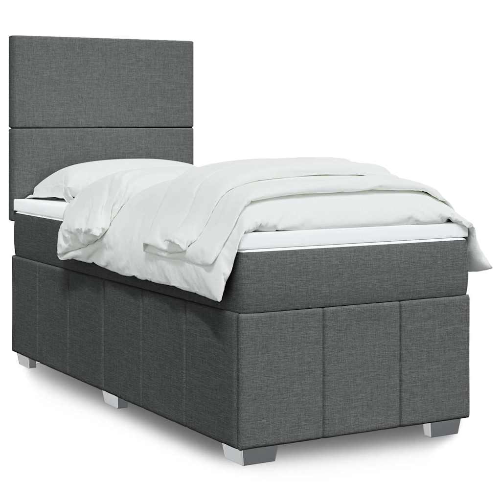 Κρεβάτι Boxspring με Στρώμα Σκούρο Γκρι 80x200 εκ. Υφασμάτινο