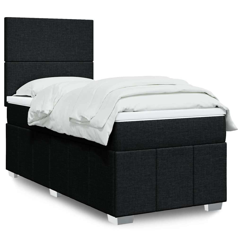 Κρεβάτι Boxspring με Στρώμα Μαύρο 80 x 200 εκ. Υφασμάτινο - Pakobazaar