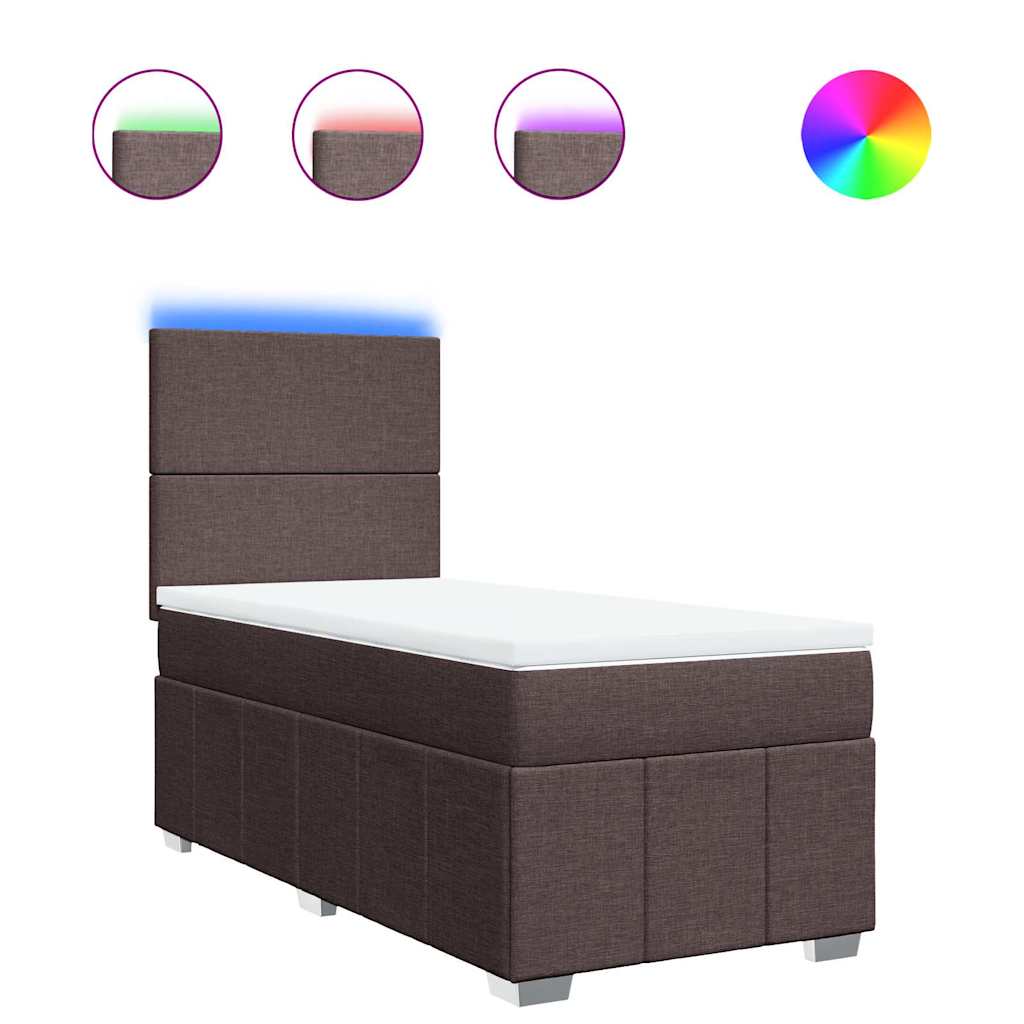 Κρεβάτι Boxspring με Στρώμα Σκούρο Καφέ 80x200 εκ. Υφασμάτινο