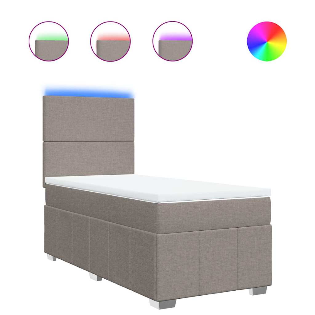 Κρεβάτι Boxspring με Στρώμα Taupe 80x200 εκ. Υφασμάτινο