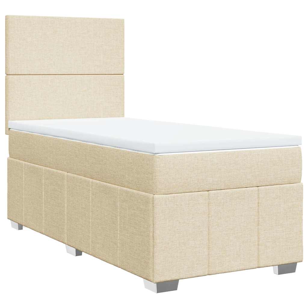 Κρεβάτι Boxspring με Στρώμα Κρεμ 80 x 200 εκ. Υφασμάτινο - Pakobazaar